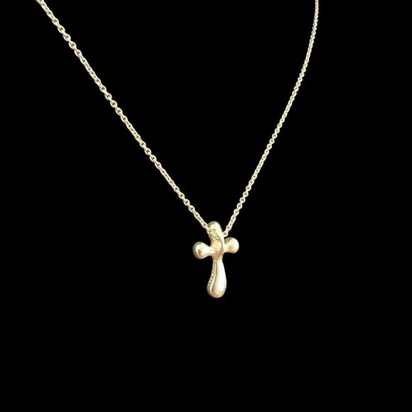 Tiffany & Co. Elsa Peretti Sterling Silver Medium Cross Pendant Necklace 16” - Picture 7 of 12